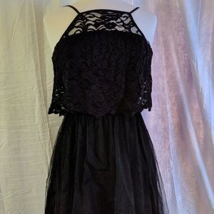 Black lace and tulle mini dress
